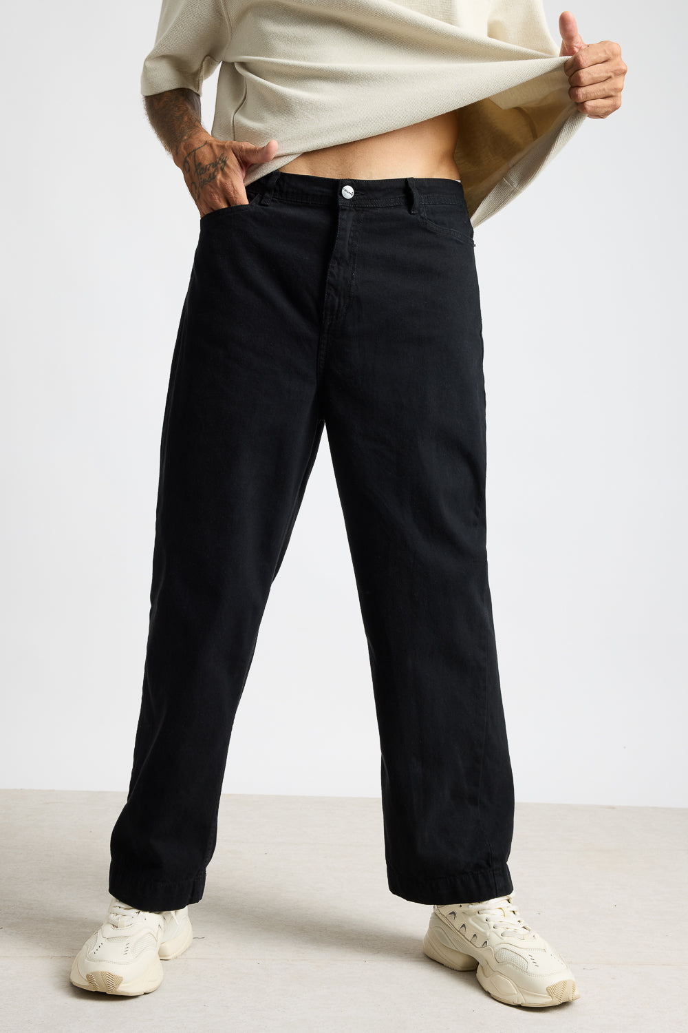 Casual Black Men's Straight Jeans