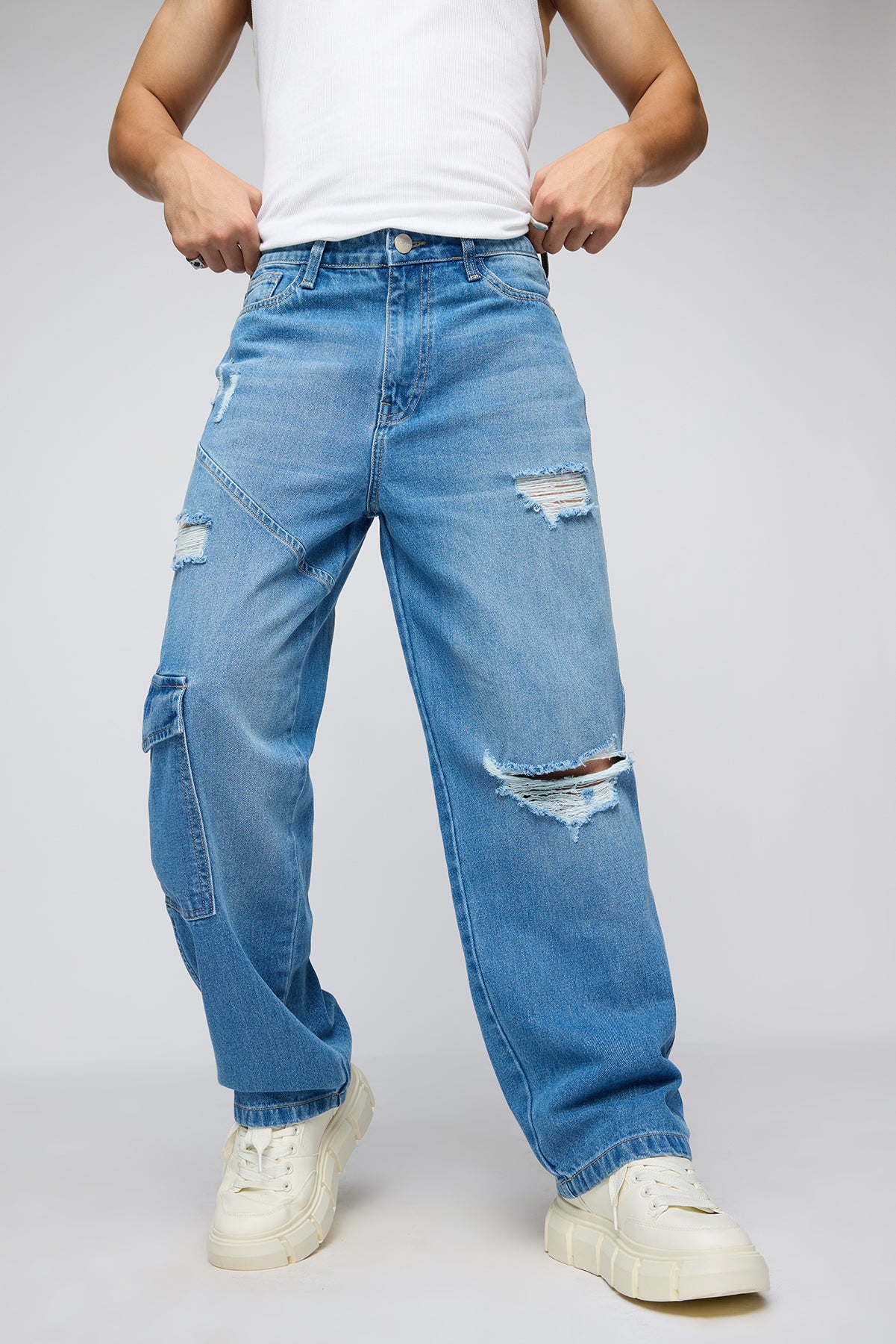 Blue Streetwise Torn Men's Straight Fit Jeans