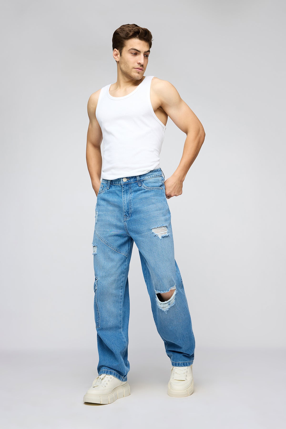 Blue Streetwise Torn Men's Straight Fit Jeans