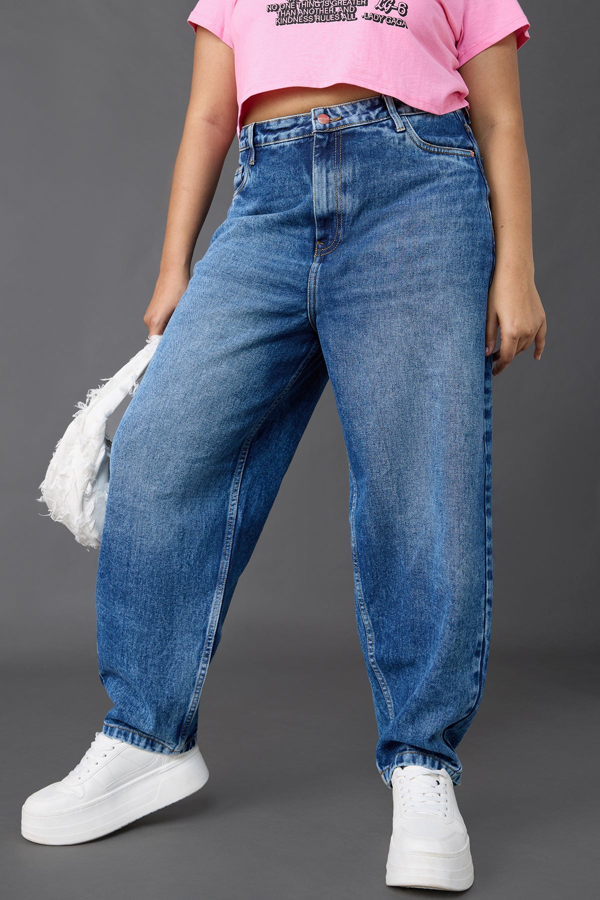 Curve Blue Slouchy Jeans