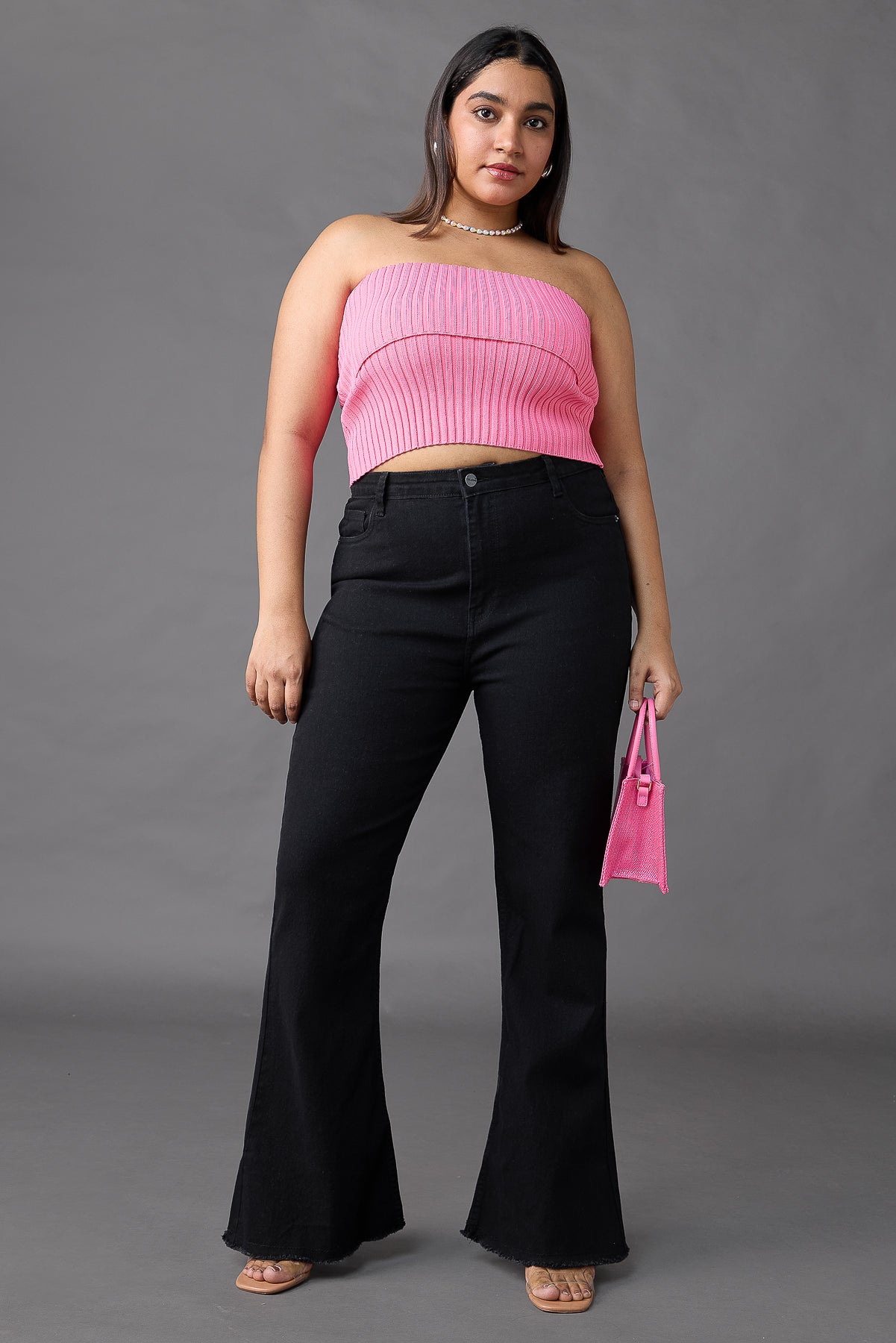Curve Black High Waisted Slim Bootcut Jeans