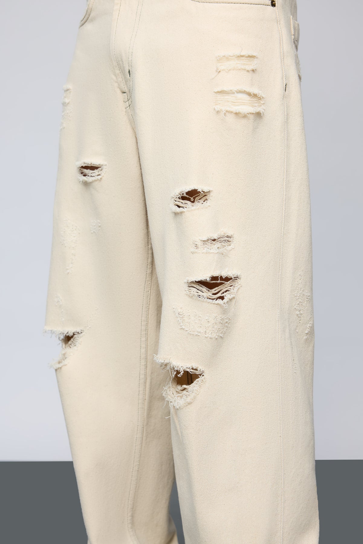 Ecru Escape Distressed Men's Baggy Straight Jeans