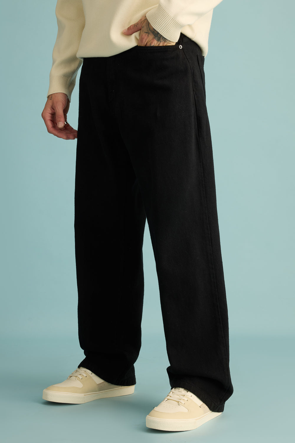 Spruce Black Men's Baggy Straight Jeans