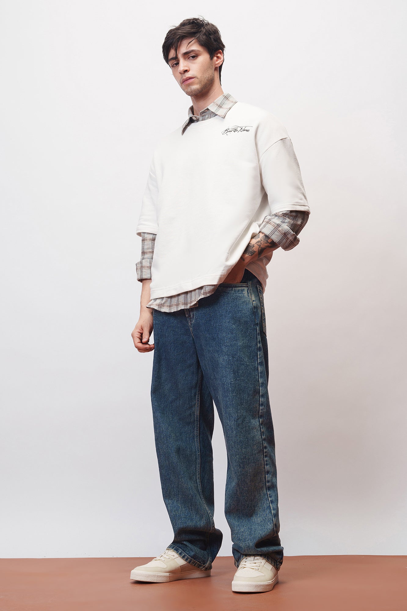 Inked Blue Men's Baggy Straight Jeans