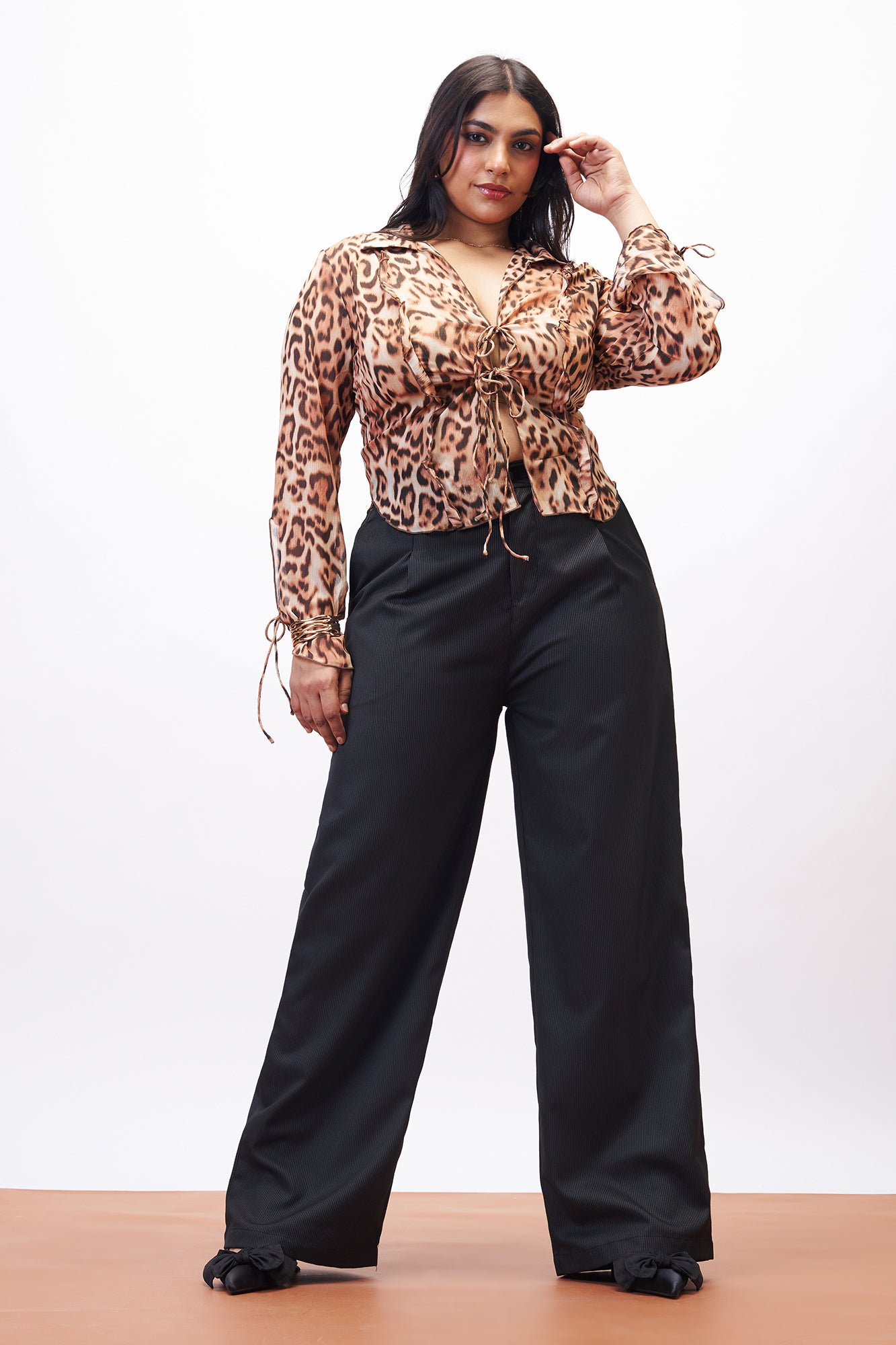 Curve Timeless Black Straight Pinstripe Pants