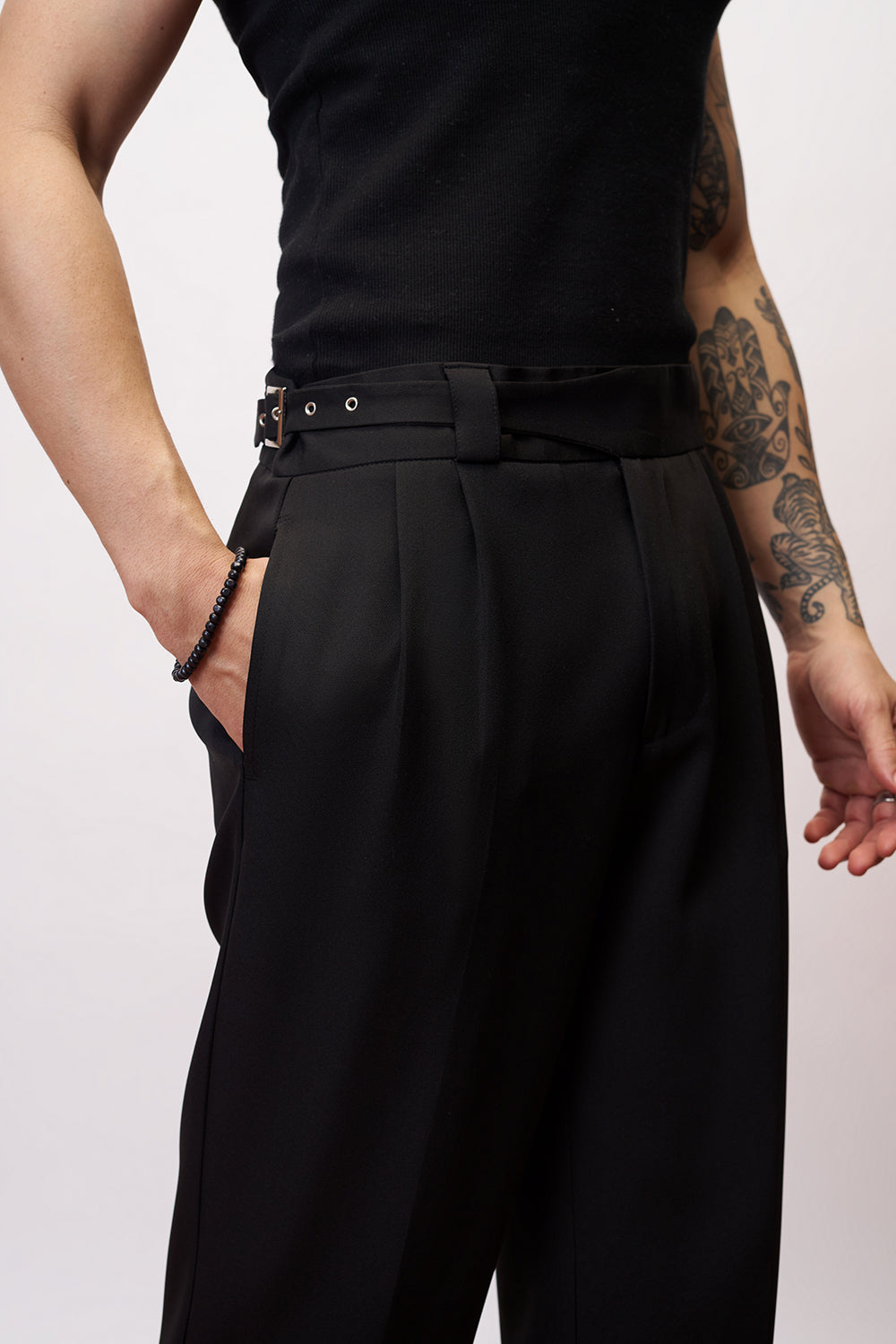 Sharp Black Gurkha Men's Korean Pants