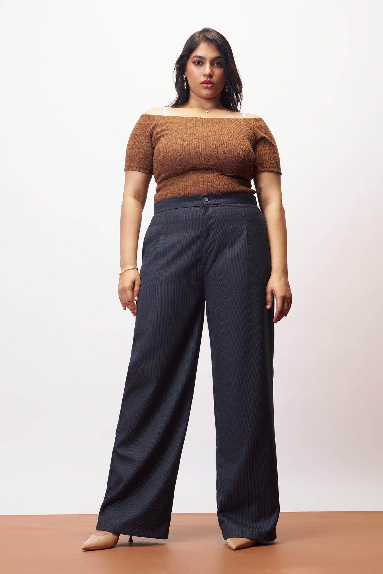 Curve Urban Navy Straight Pinstripe Pants