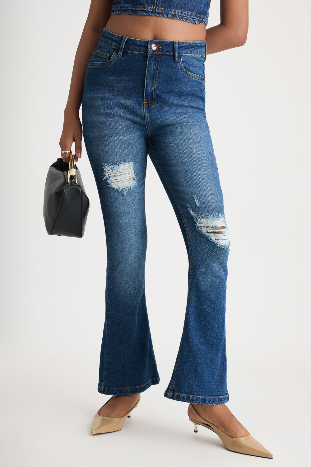 Classic Blue Distress Women's Bootcut Jeans