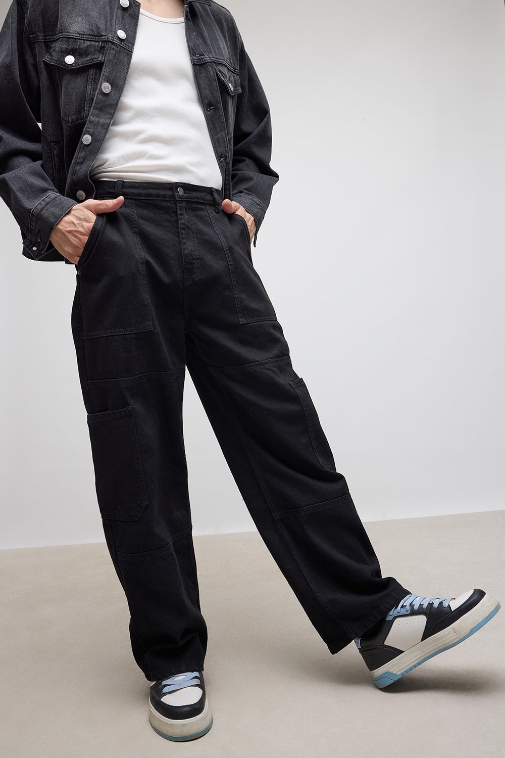 Noir Pocket Men's Straight Jeans