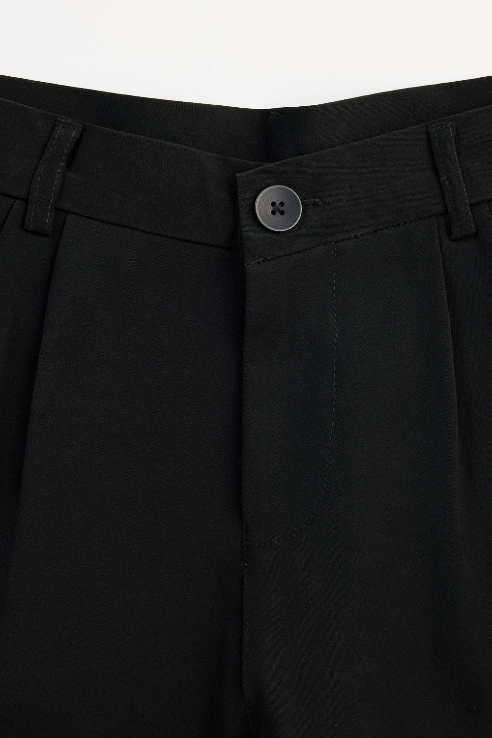 Black Double Pleated Women's Straight Korean Pants