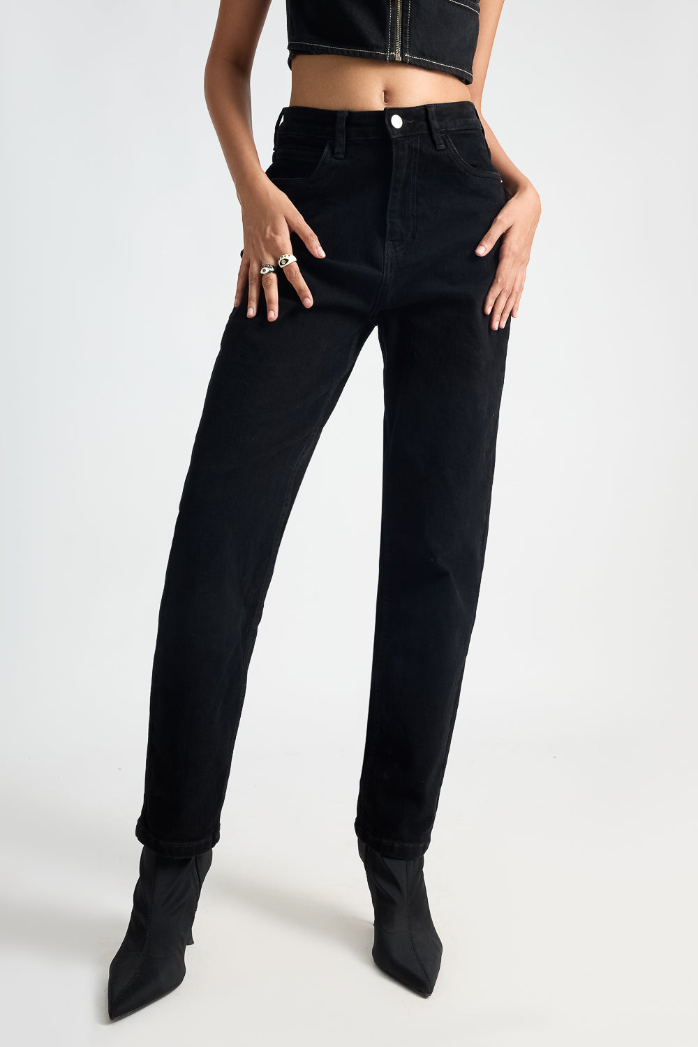 Midnight Black High Waisted Women's Slim Jeans