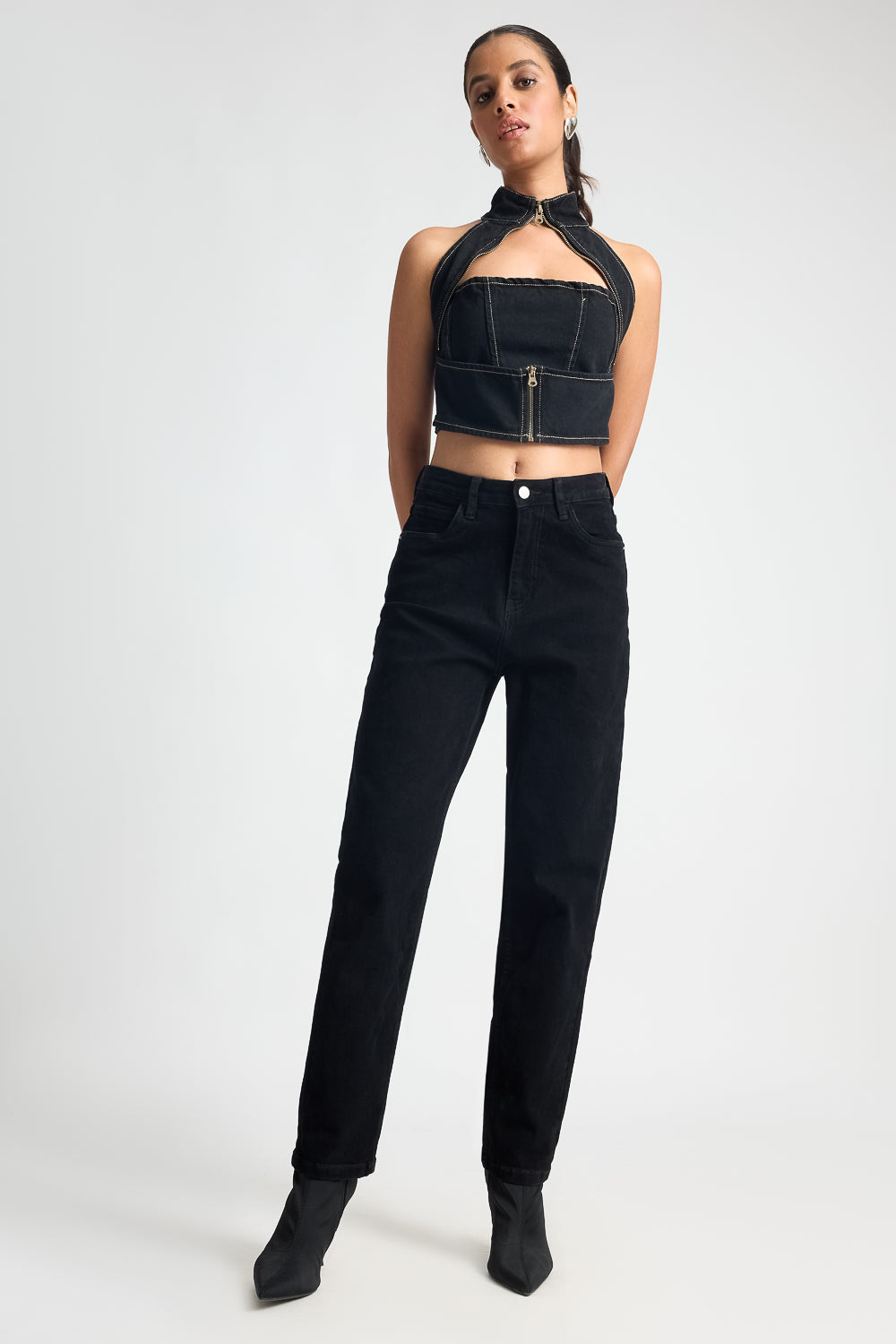 Midnight Black High Waisted Women's Slim Jeans