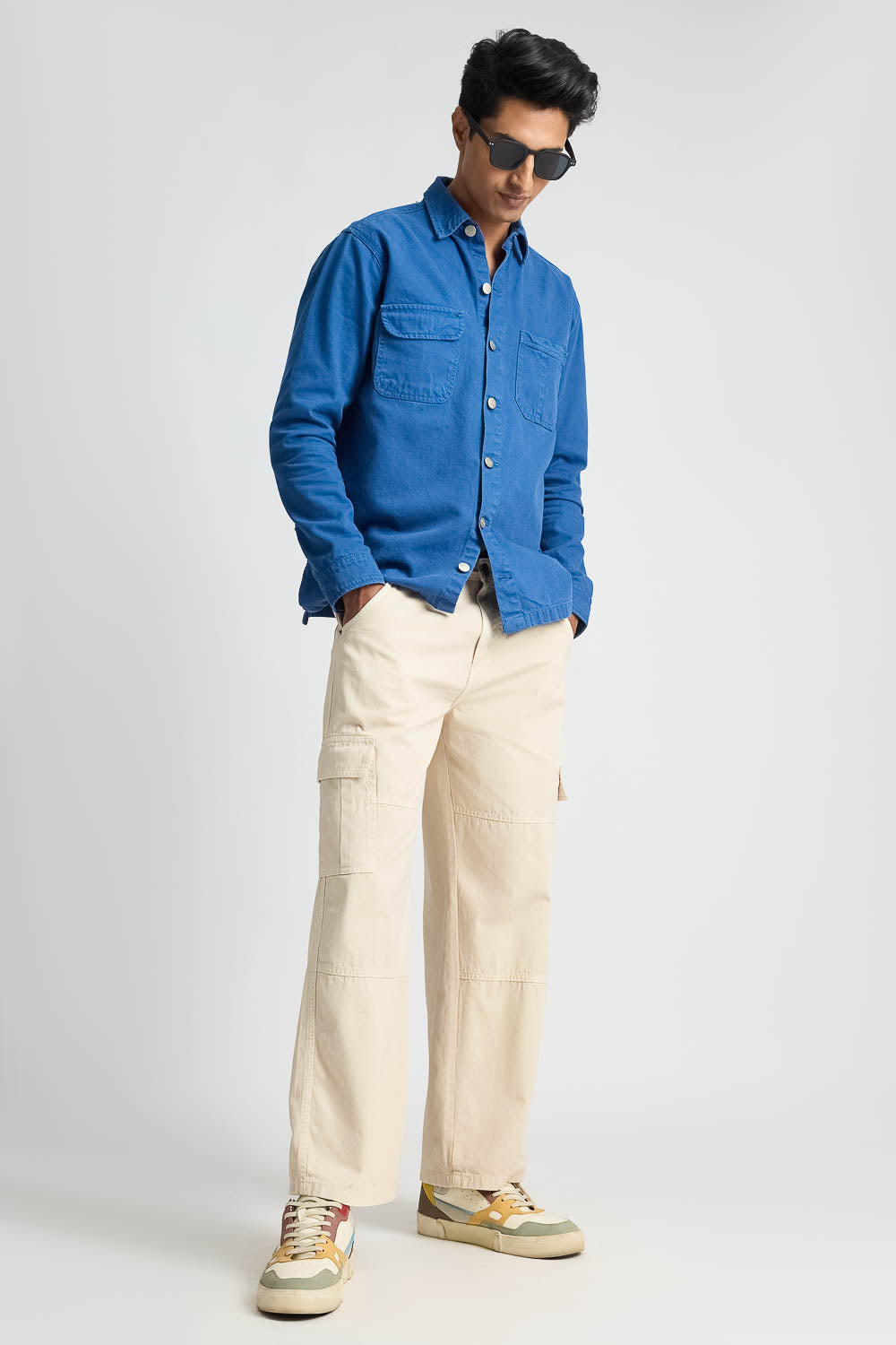 Light Tan Men's Cargo Baggy Jeans