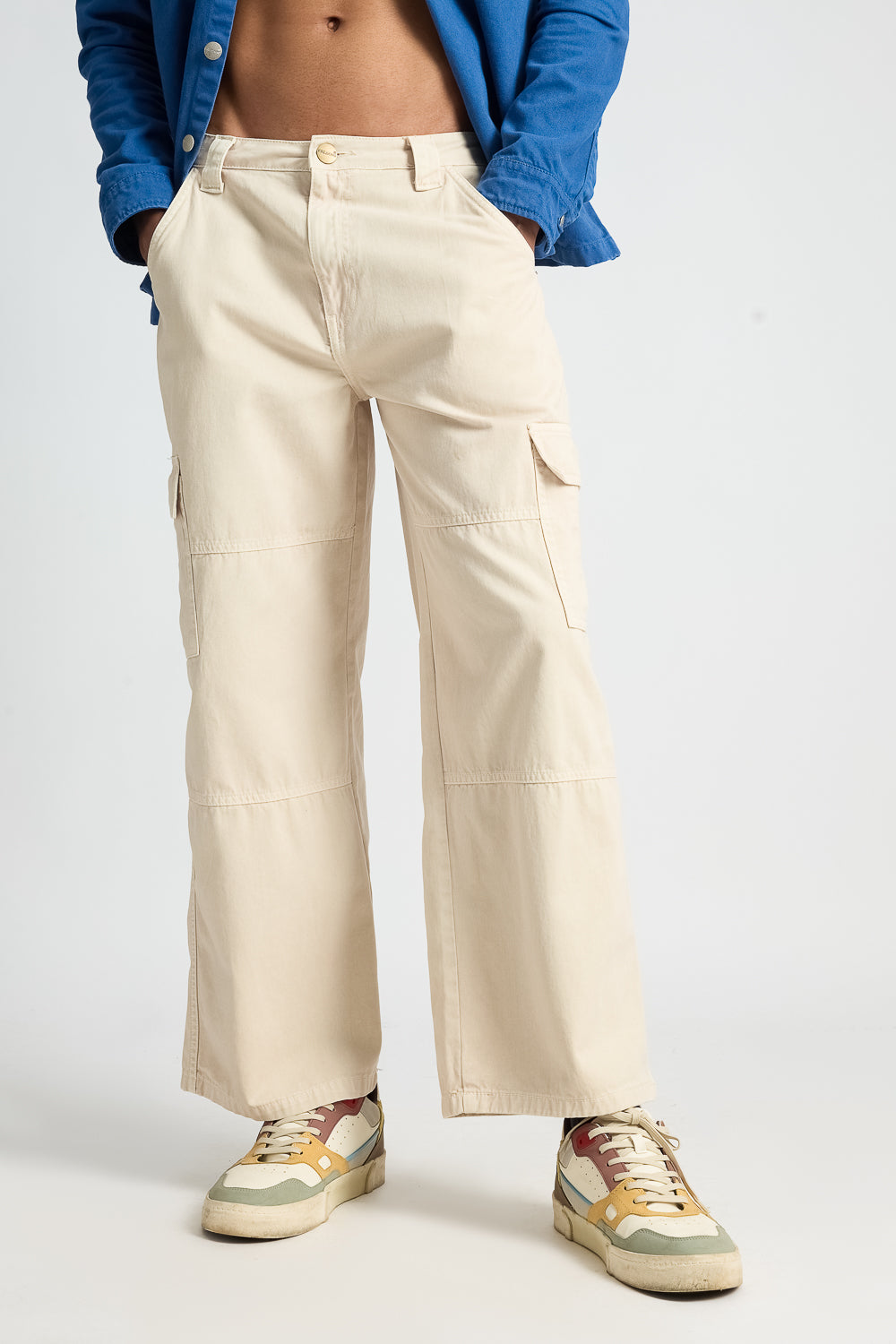 Light Tan Men's Cargo Baggy Jeans