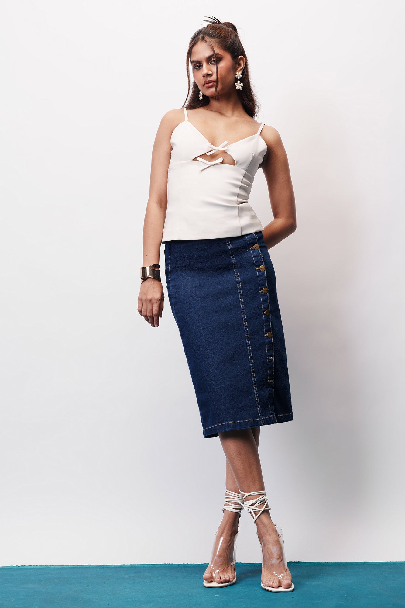 Modern Blue Women's Denim Bodycon Skirt