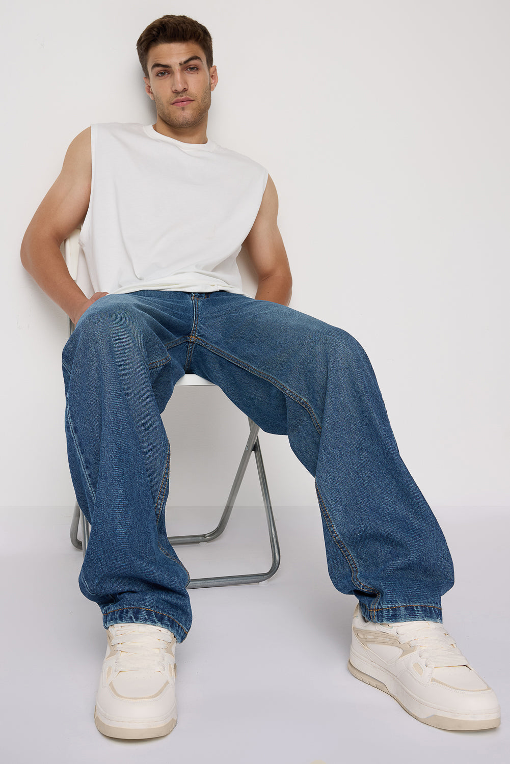 Misty Indigo Men's Baggy Straight Jeans