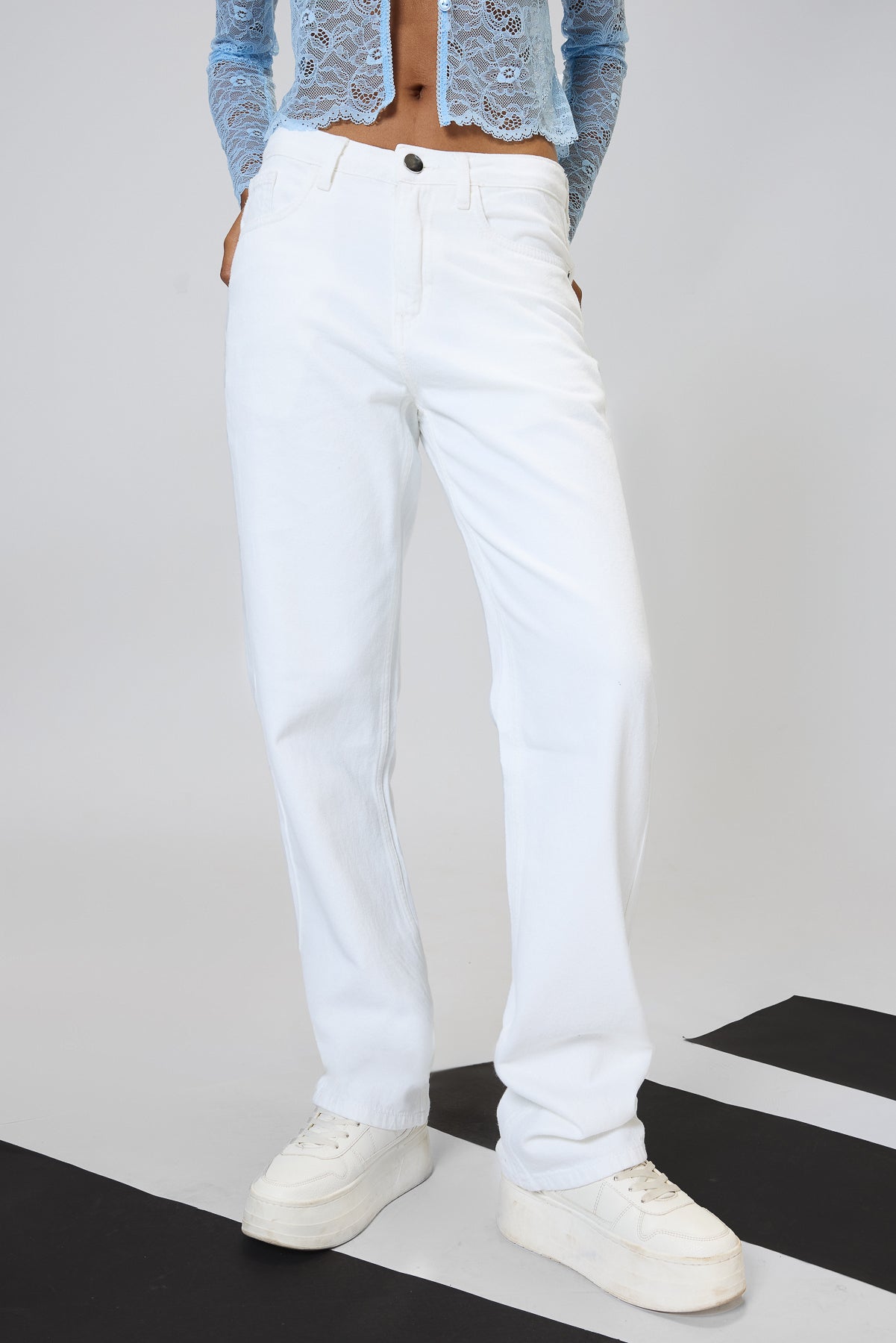Clean Cut White Women's Slim Straight Jeans