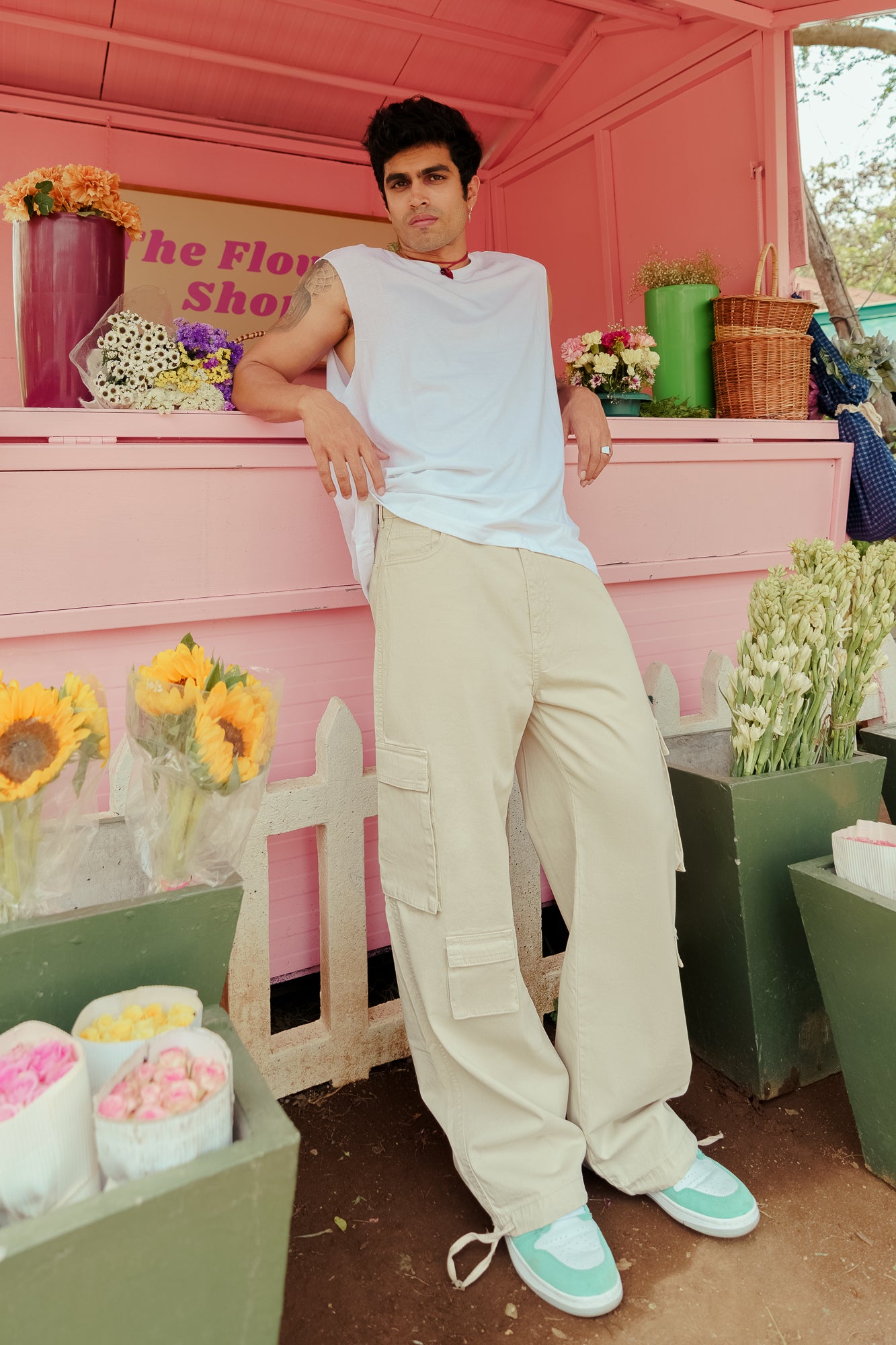 Ecru Men's Straight Cargo Jeans