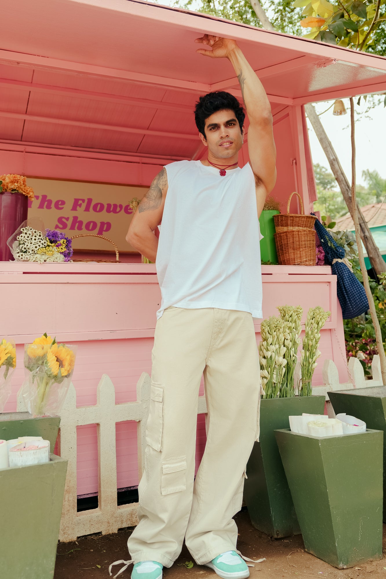 Ecru Men's Straight Cargo Jeans