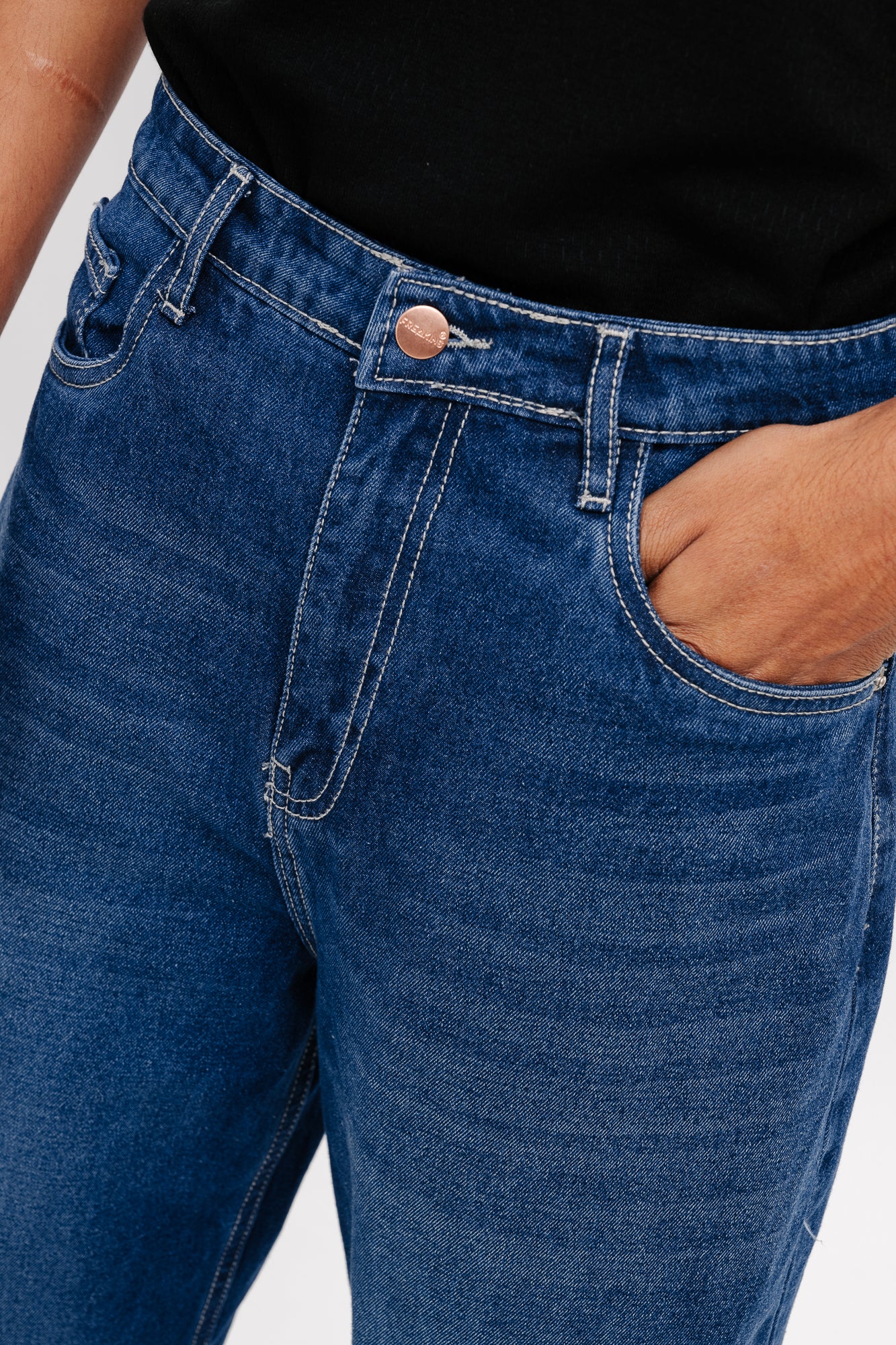 Basic Blue Men's Straight Jeans