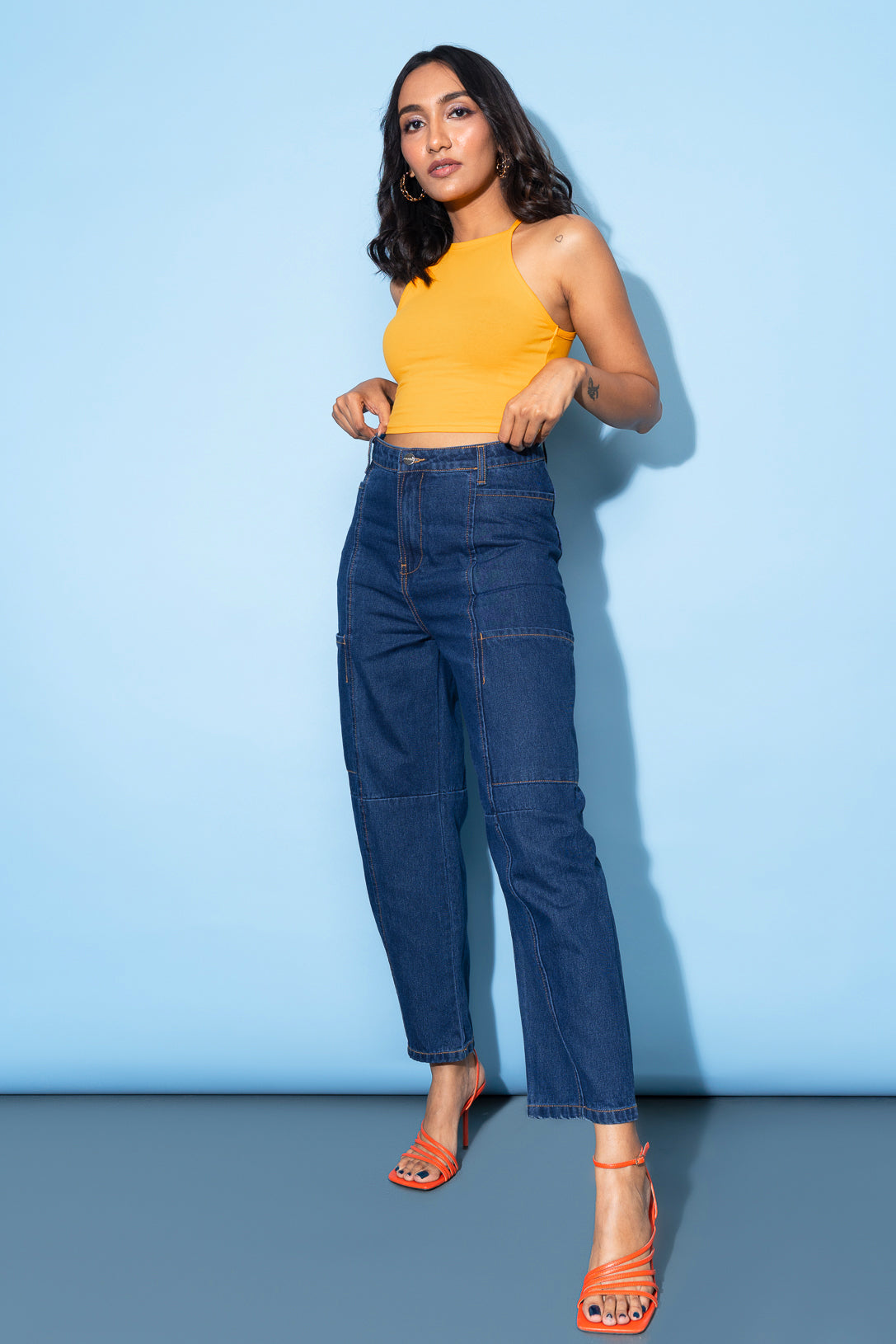 Dark Blue Side Pocket Women's Baggy Slouchy Jeans