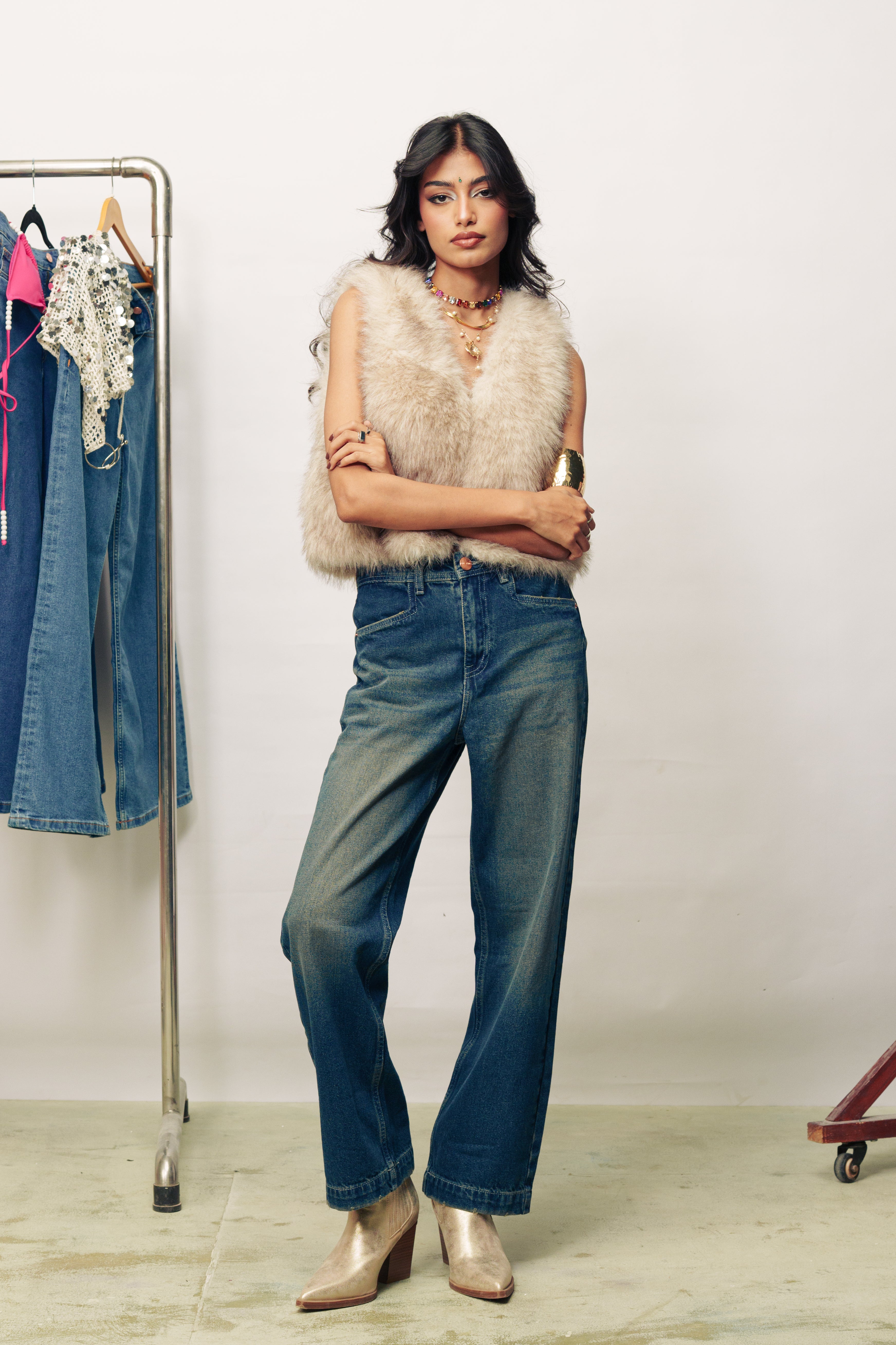 Cloud Blue Faded Straight Jeans