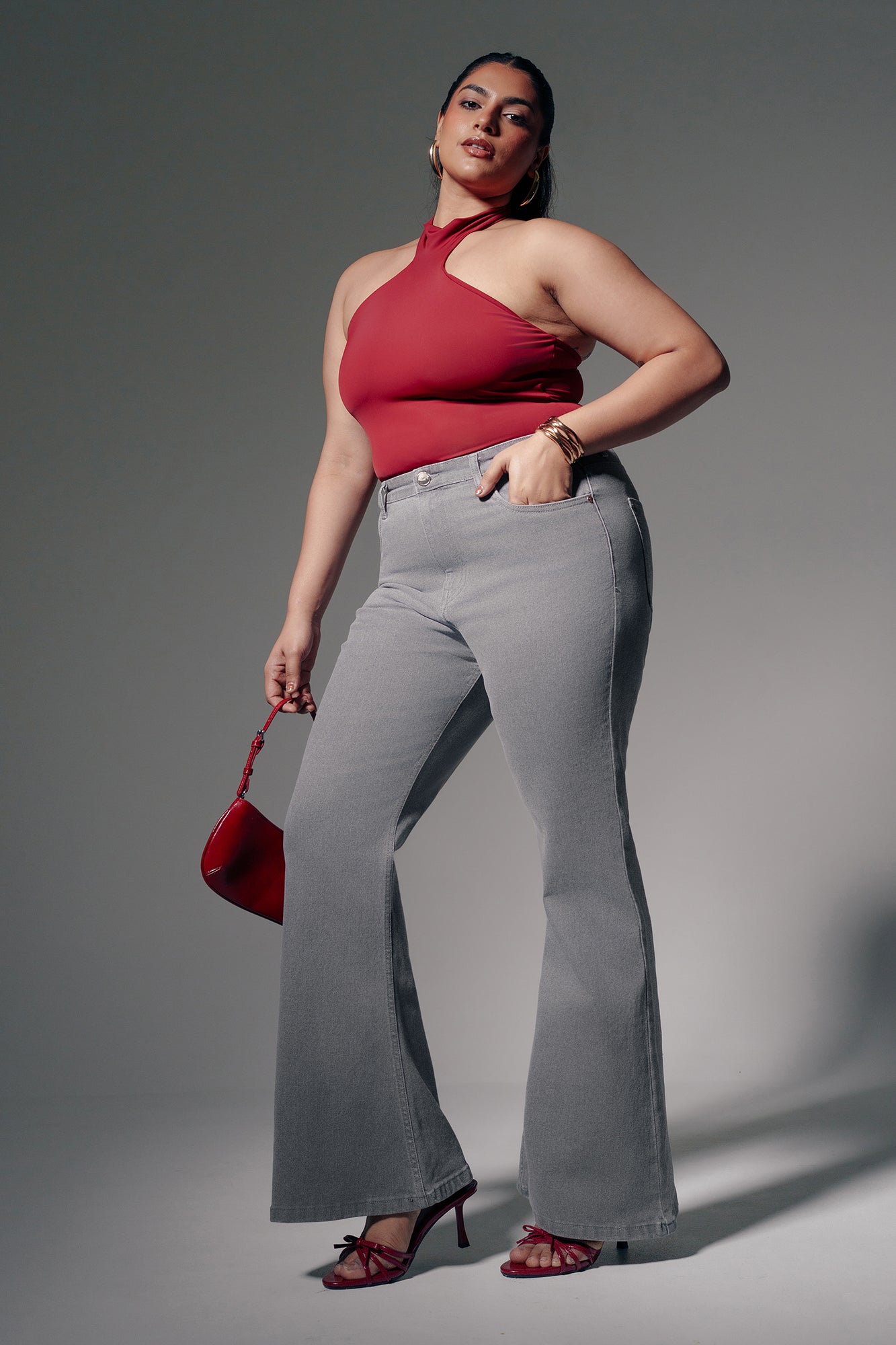 Curve Soft Grey Bootcut Jeans