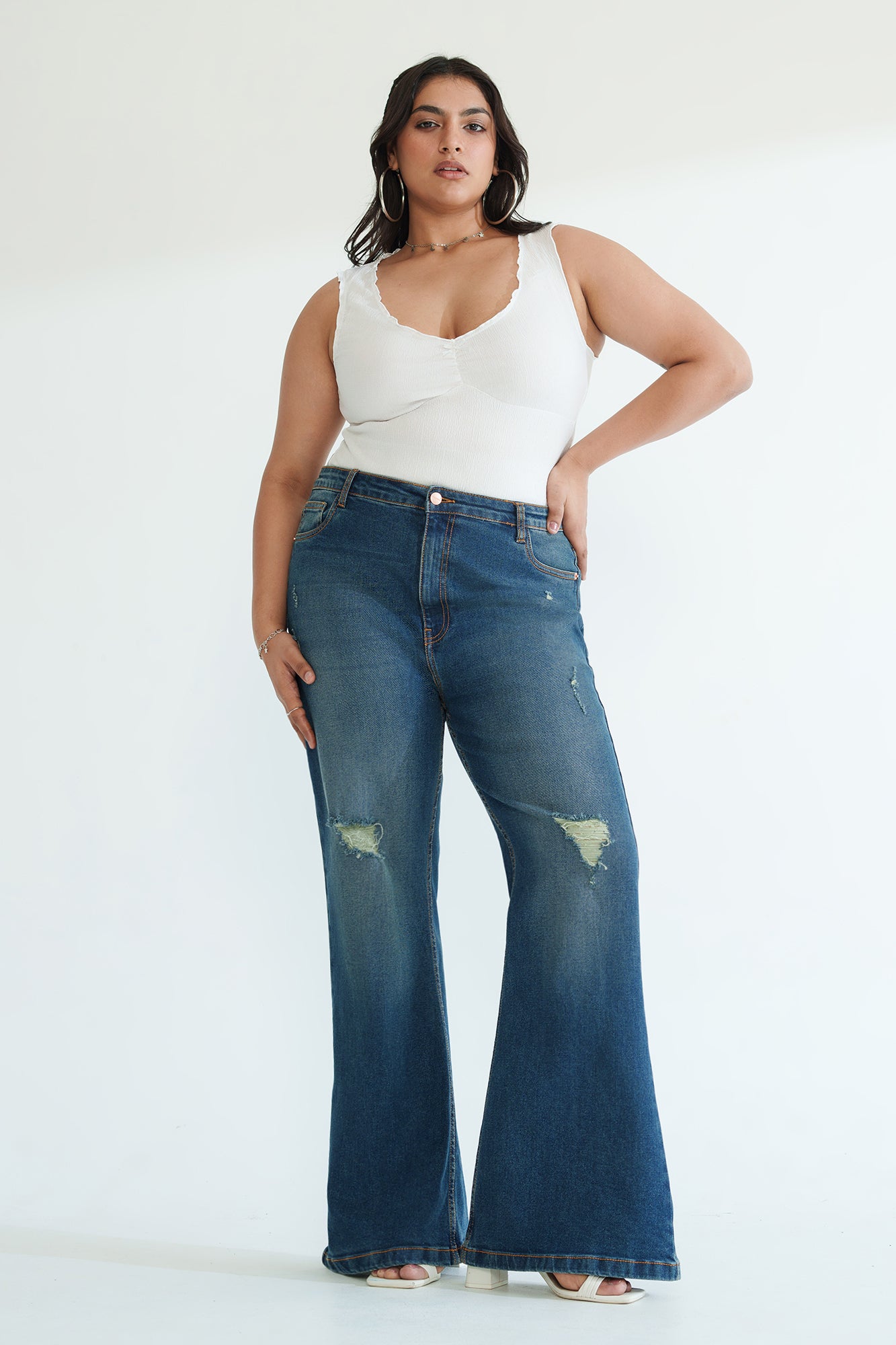 Curve Vintage Blue Stretch Bootcut Jeans