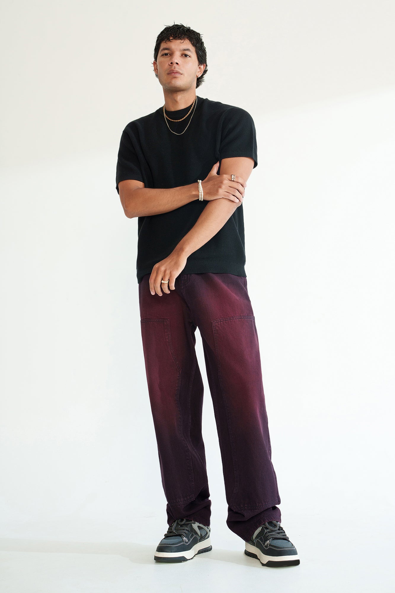 Deep Merlot Men's Baggy Straight Jeans