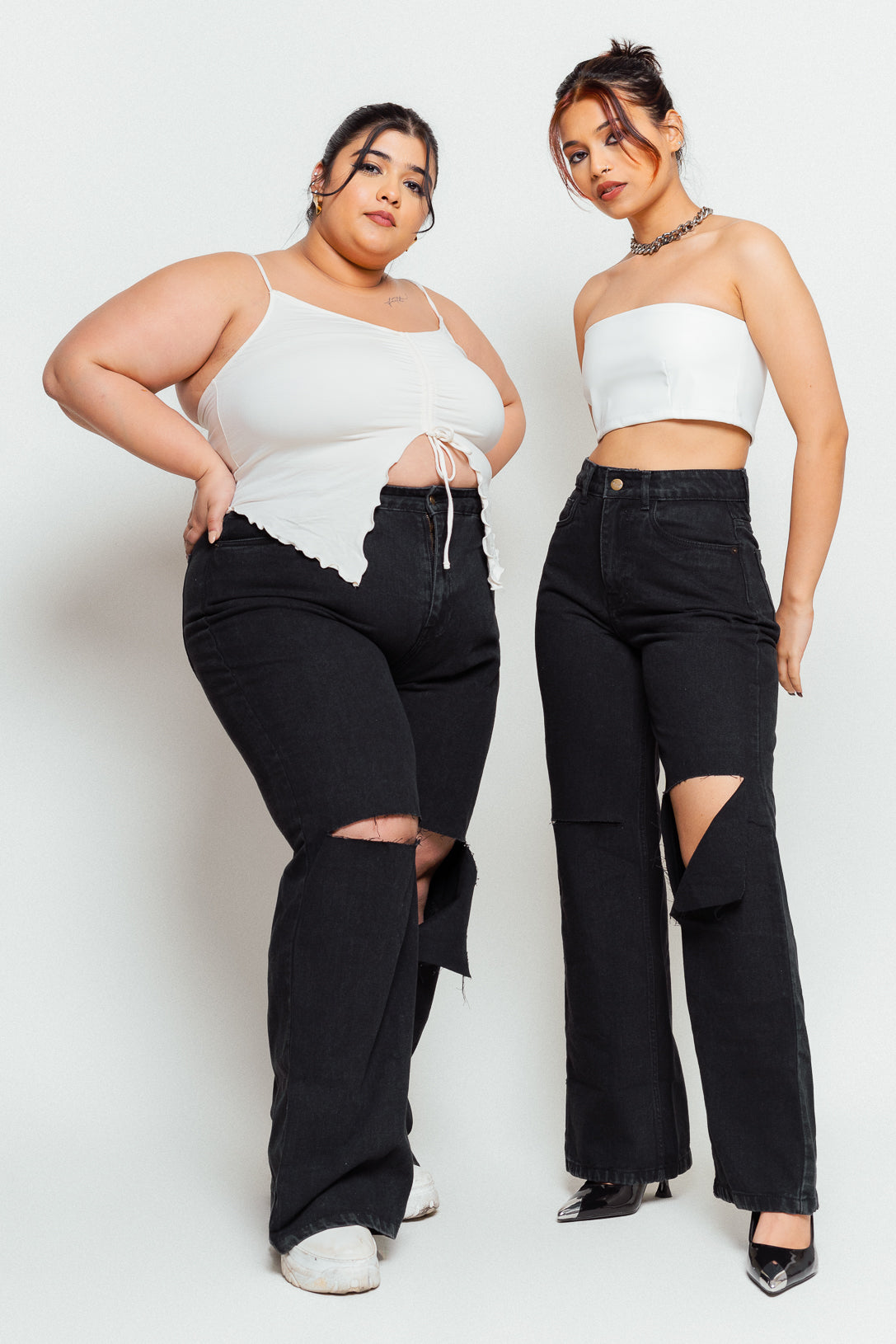 Black Box Slit Women's Wide Leg Jeans